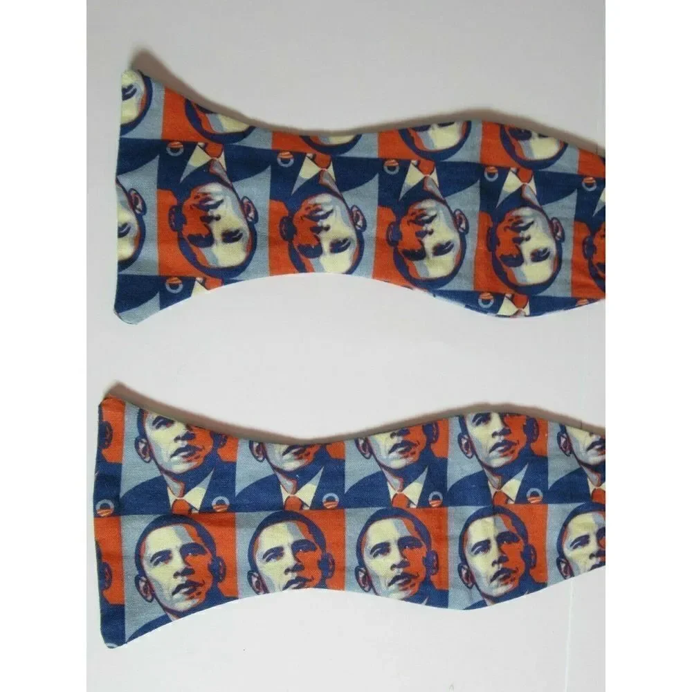Democrat Barack Obama Bow Tie‎ Campaign Art Deco Hand Made Hook Loop Rare